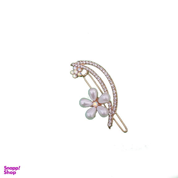 گیره دخترانه مدل گل نگین دار رنگ طلایی