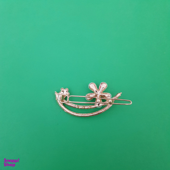 گیره دخترانه مدل گل نگین دار رنگ طلایی