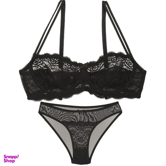 ست شورت و سوتین زنانه بارون (Barone) کد 323 رنگ مشکی