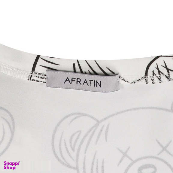 تی شرت لانگ زنانه افراتین (Afratin) مدل خرس رنگ سفید