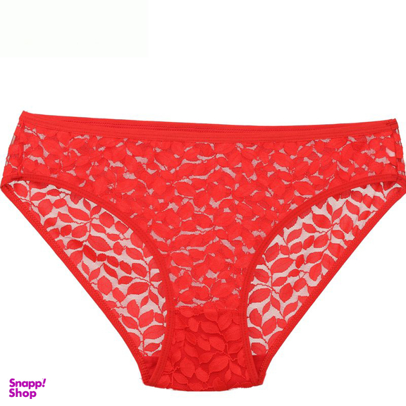 ست شورت و سوتین فنردار طرح برگ ژوبین کد 1369 رنگ قرمز