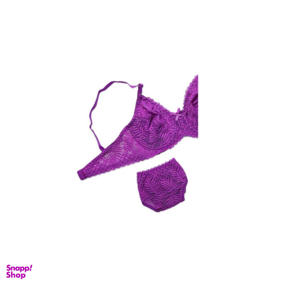 شورت و سوتین گیپور فنردار ژوبین طرح برگ کد 115 رنگ بنفش