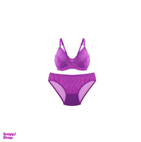 شورت و سوتین گیپور فنردار ژوبین طرح برگ کد 115 رنگ بنفش