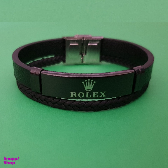 دستبند چرم مردانه دو رج طرح Rolex