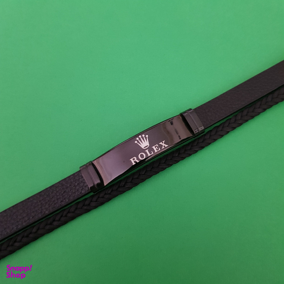 دستبند چرم مردانه دو رج طرح Rolex