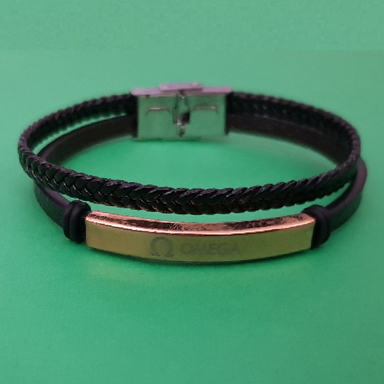 دستبند چرم مردانه مدل Omega