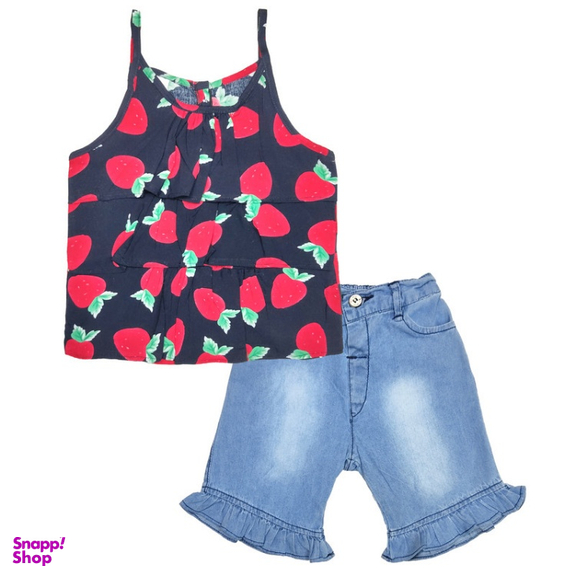 ست تاپ و شلوارک دخترانه مدلا (Modella) مدل توت فرنگی کد MAS8508