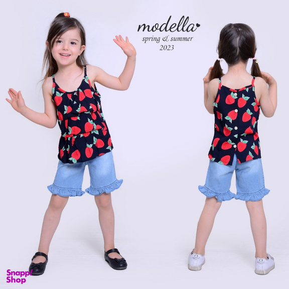 ست تاپ و شلوارک دخترانه مدلا (Modella) مدل توت فرنگی کد MAS8508