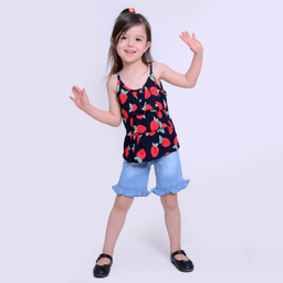 ست تاپ و شلوارک دخترانه مدلا (Modella) مدل توت فرنگی کد MAS8508