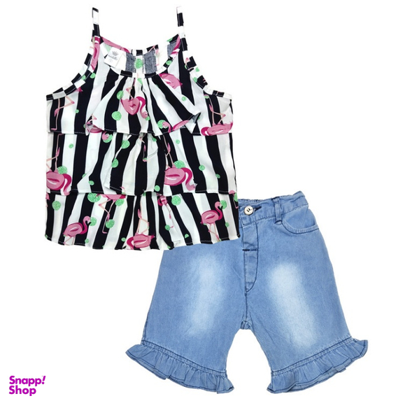 ست تاپ و شلوارک دخترانه مدلا (Modella) مدل فلامینگو کد MAS8506