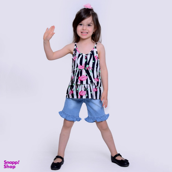 ست تاپ و شلوارک دخترانه مدلا (Modella) مدل فلامینگو کد MAS8506