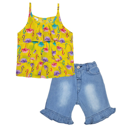 ست تاپ و شلوارک دخترانه مدلا (Modella) مدل فلامینگو کد MAS8504