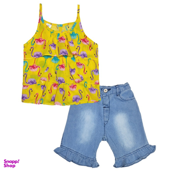 ست تاپ و شلوارک دخترانه مدلا (Modella) مدل فلامینگو کد MAS8504