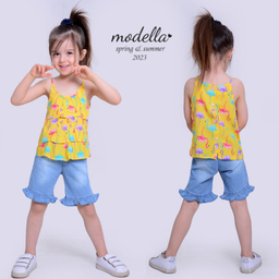 ست تاپ و شلوارک دخترانه مدلا (Modella) مدل فلامینگو کد MAS8504