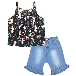 ست تاپ و شلوارک دخترانه مدلا (Modella) مدل یونیکورن کد MAS8503