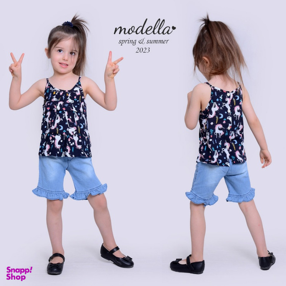 ست تاپ و شلوارک دخترانه مدلا (Modella) مدل یونیکورن کد MAS8503