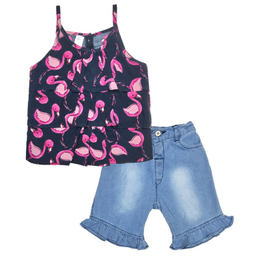 ست تاپ و شلوارک دخترانه مدلا (Modella) مدل فلامینگو کد MAS8502