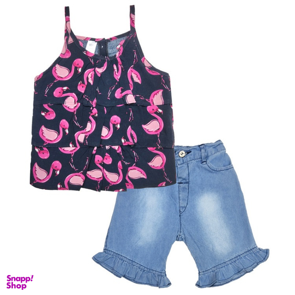 ست تاپ و شلوارک دخترانه مدلا (Modella) مدل فلامینگو کد MAS8502