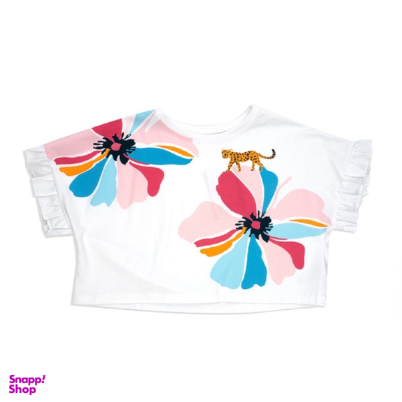 تیشرت دخترانه جی بی جو (Jibijo) مدل Colorful کد 3065 رنگ سفید