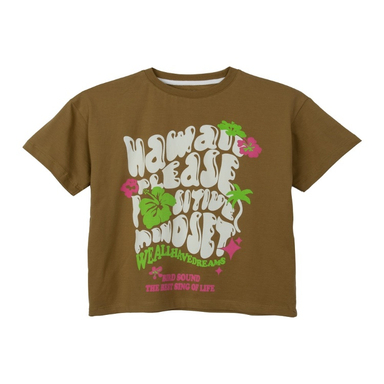 تیشرت بچگانه جی بی جو (Jibijo) مدل نوشته و گل کد 6203 رنگ قهوهای