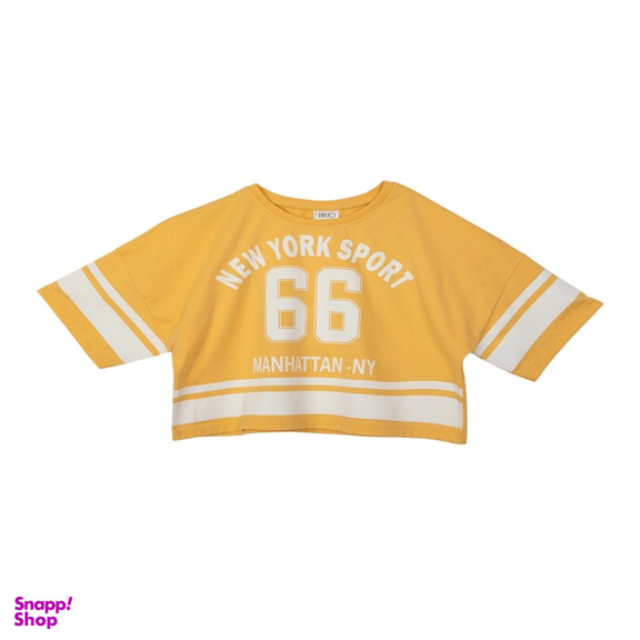 تیشرت دخترانه جی بی جو (Jibijo) مدل کراپ Number کد 3066 رنگ زرد