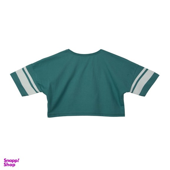 تیشرت دخترانه جی بی جو (Jibijo) مدل کراپ Number کد 3066 رنگ یشمی