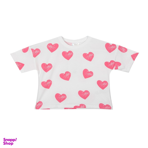 تیشرت دخترانه جی بی جو (Jibijo) مدل Heart کد 3072 رنگ سفید