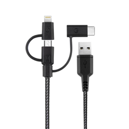 کابل تبدیل USB به micro USB/ Lightning/ USB-C انرجیا (Energea) مدل Nylotough به طول 30cm