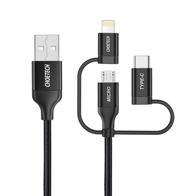 کابل تبدیل USB به USB-C/Micro USB/Lightning چویتک (Choetech) مدل Ip0030 به طول به طول 1.2m