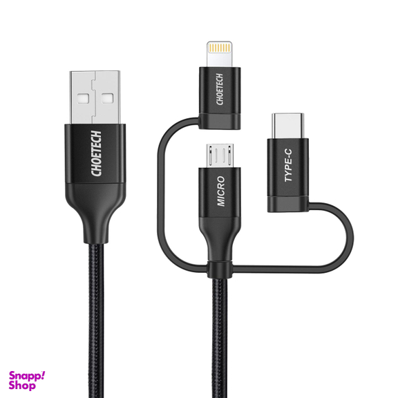 کابل تبدیل USB به USB-C/Micro USB/Lightning چویتک (Choetech) مدل Ip0030 به طول به طول 1.2m