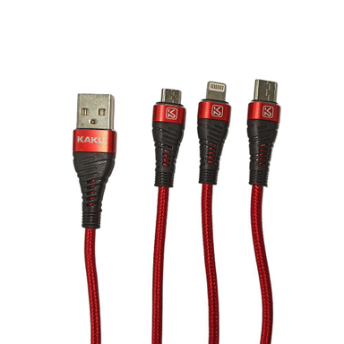 کابل تبدیل USB به Lightning/Micro USB/USB-C کاکو مدل Ksc-296 به طول 1m