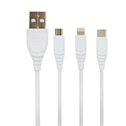 کابل تبدیل USB به Micro USB / Lightning / USB-C ترانیو (Tranyoo) مدل Xs-1 به طول 1.2m