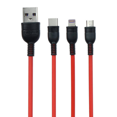 کابل تبدیل USB به Lightning / Micro USB / USB-C ترانیو (Tranyoo) مدل Xs2 به طول 1.2m