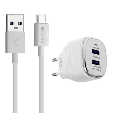 شارژر دیواری باوین (Bavin) مدل Pc563Y به همراه کابل تبدیل Micro USB