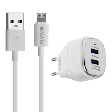 شارژر دیواری باوین (Bavin) مدل Pc563Y به همراه کابل تبدیل Lightning