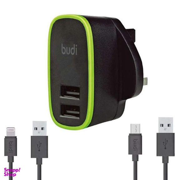 شارژر دیواری بودی (Budi) مدل M8J056U به همراه کابل تبدیل Lightning و Micro USB