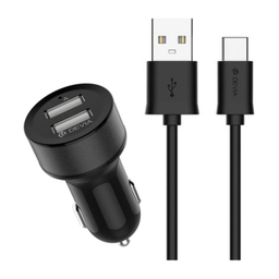 شارژر فندکی دیویا (De Via) مدل Smart Dual USB همراه با کابل USB-C