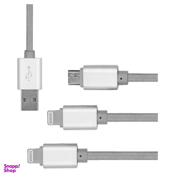 کابل تبدیل USB به Micro USB و Lightning کوتتسی (Coteetci) مدل M8 3 In 1 به طول 1.2m