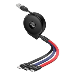 کابل تبدیل USB به Lightning/USB-C/Micro USB توتو (Totu) مدل Bb3B به طول 1m