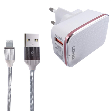 شارژر دیواری الدینیو (Ldino) مدل A1204Q به همراه کابل تبدیل Micro USB