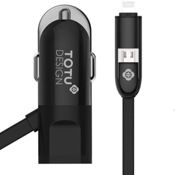 شارژر فندکی توتو (Totu) مدل Good Partner همراه با کابل Lightning و Micro USB