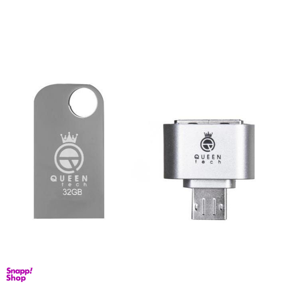فلش مموری کویین تک (Queen Tech) مدل Cell Plus ظرفیت 32 گیگابایت به همراه مبدل Otg
