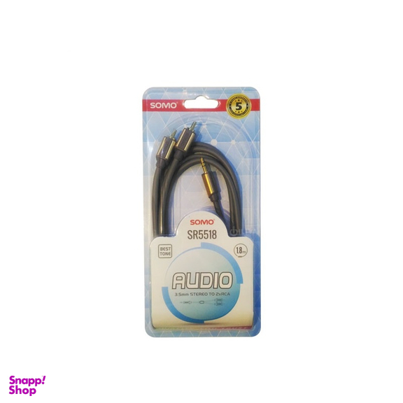 کابل تبدیل صدا 3.5mm به دو فیش RCA سومو (Somo) مدل SR5518 طول 1.8m