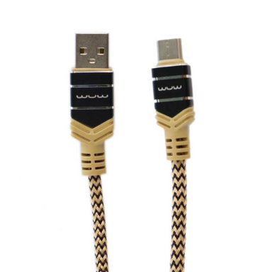 کابل شارژ USB به Type C دبلیو یو دبلیو (WUW) کنفی سر فلزی کیف دار طول 2m