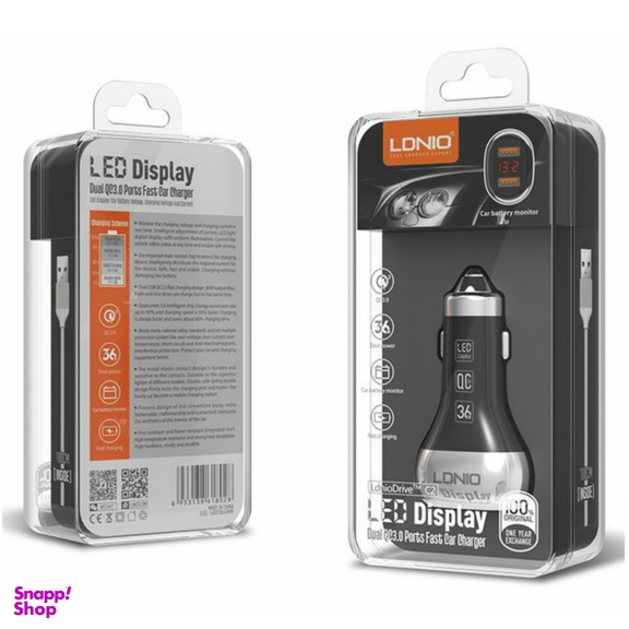 شارژر فندکی الدینیو مدل C2 به همراه کابل تبدیل USB-C