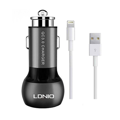 شارژر فندکی الدینیو (Ldino) مدل C503Q به همراه کابل تبدیل Lightning