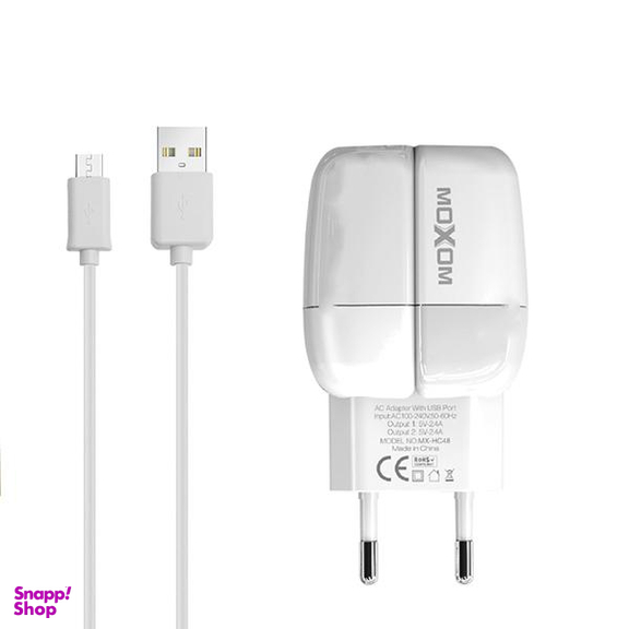 شارژر دیواری موکسوم (Moxom) مدل Mc-Hc48 به همراه کابل تبدیل Micro USB