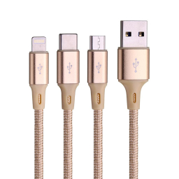 کابل تبدیل USB به Micro USB/Lightning/USB-C باوین (Bavin) مدل Cb-076 به طول 1m