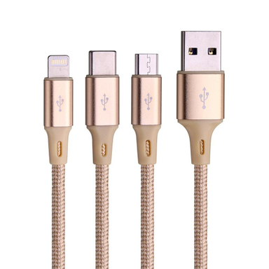 کابل تبدیل USB به Micro USB/Lightning/USB-C باوین (Bavin) مدل Cb-076 به طول 1m