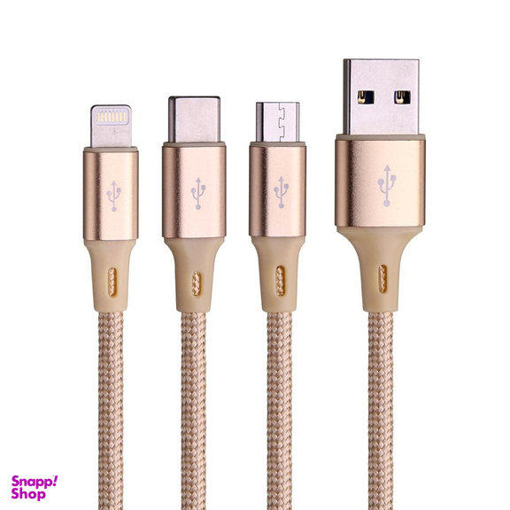 کابل تبدیل USB به Micro USB/Lightning/USB-C باوین (Bavin) مدل Cb-076 به طول 1m